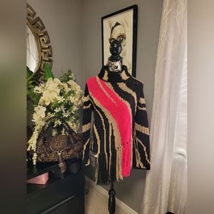 Just Cavalli by Roberto Cavalli Knit Zebra Fringe Sweater